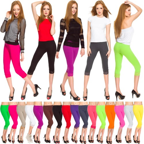 Damen cropped leggings - cropped, spitze